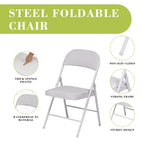 Sedie Pieghevoli da 4 Pezzi con Sedile Imbottito, Struttura in Metallo con Sedile e Schienale in Pelle Sintetica, Bianco