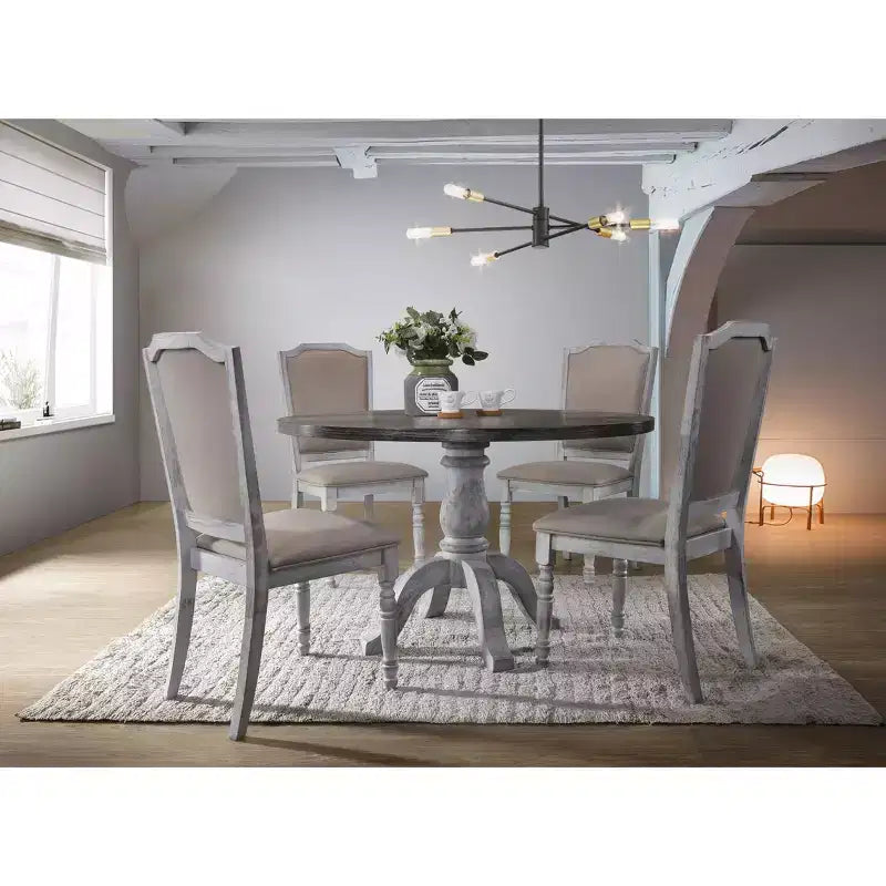 Tavolo da pranzo rotondo con piedistallo in legno